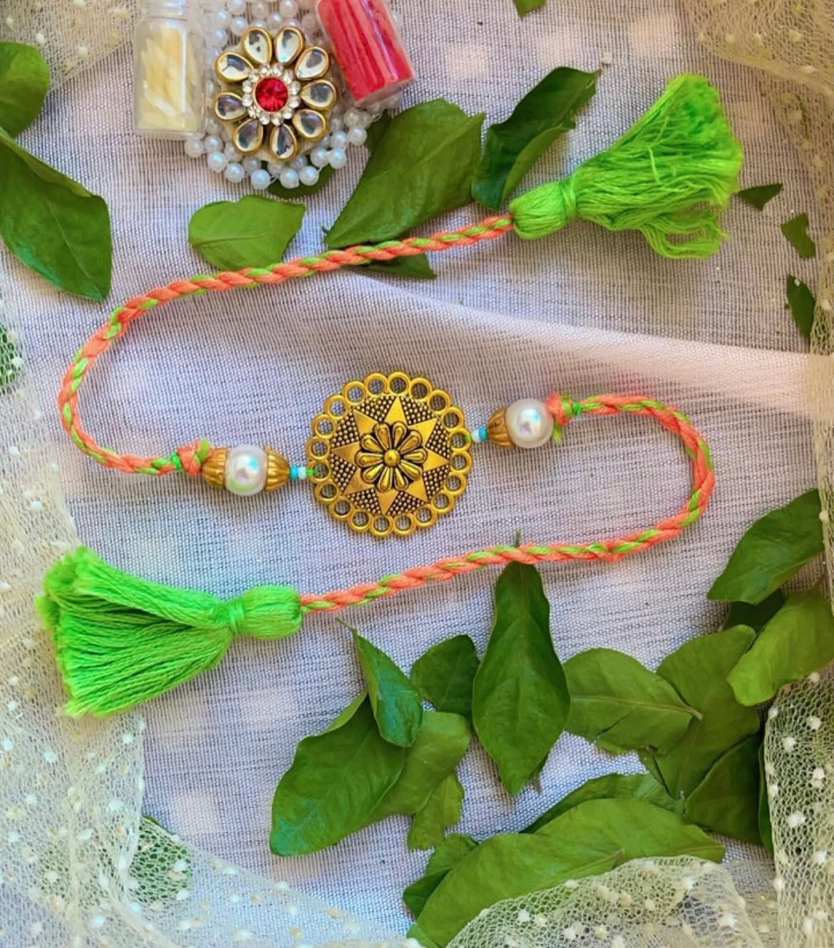 Swarna chakra rakhi combo- rakhi for bhai and bhabhi