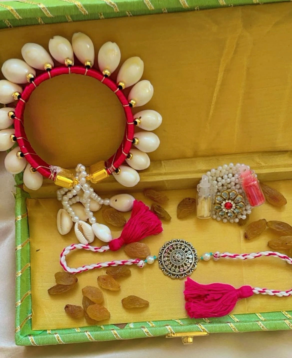 Silver Chakra rakhi combo- Rakhi for bhai and bhabhi