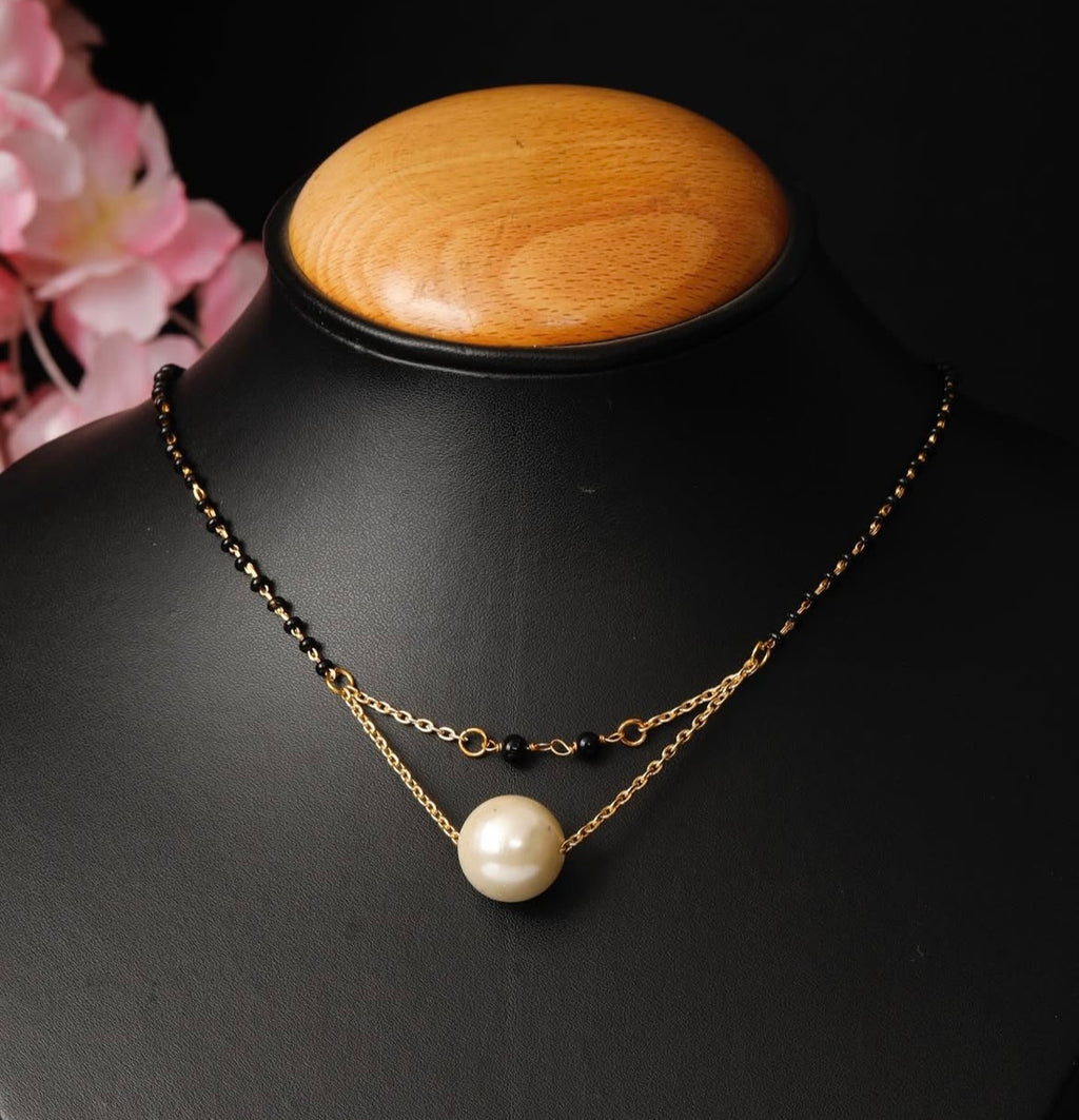 Stylish Pearl Mangalsutra for Women, Multi-Purpose Pendant Necklace with Crystal Beads