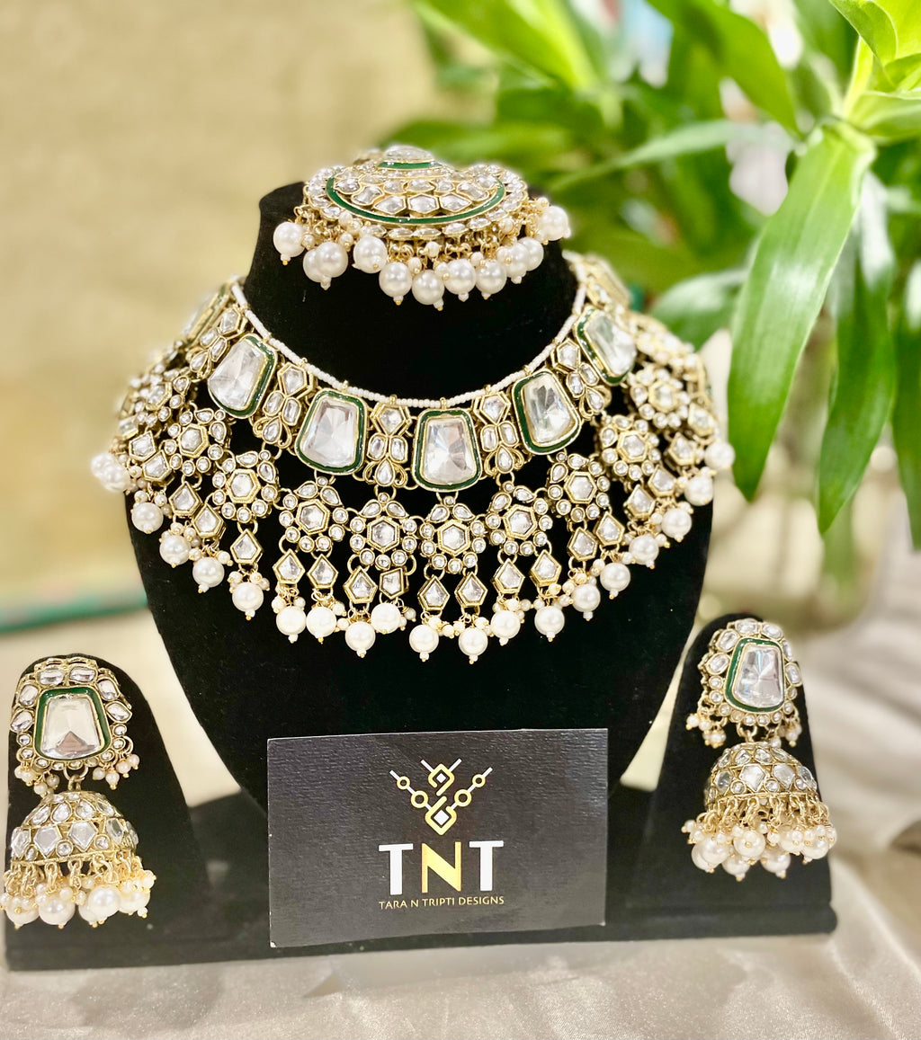 Shafa bridal necklace set - white