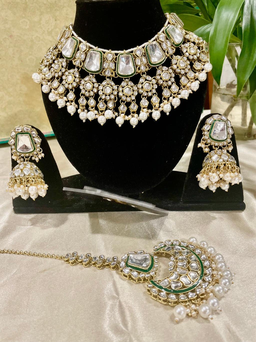 Shafa bridal necklace set - white
