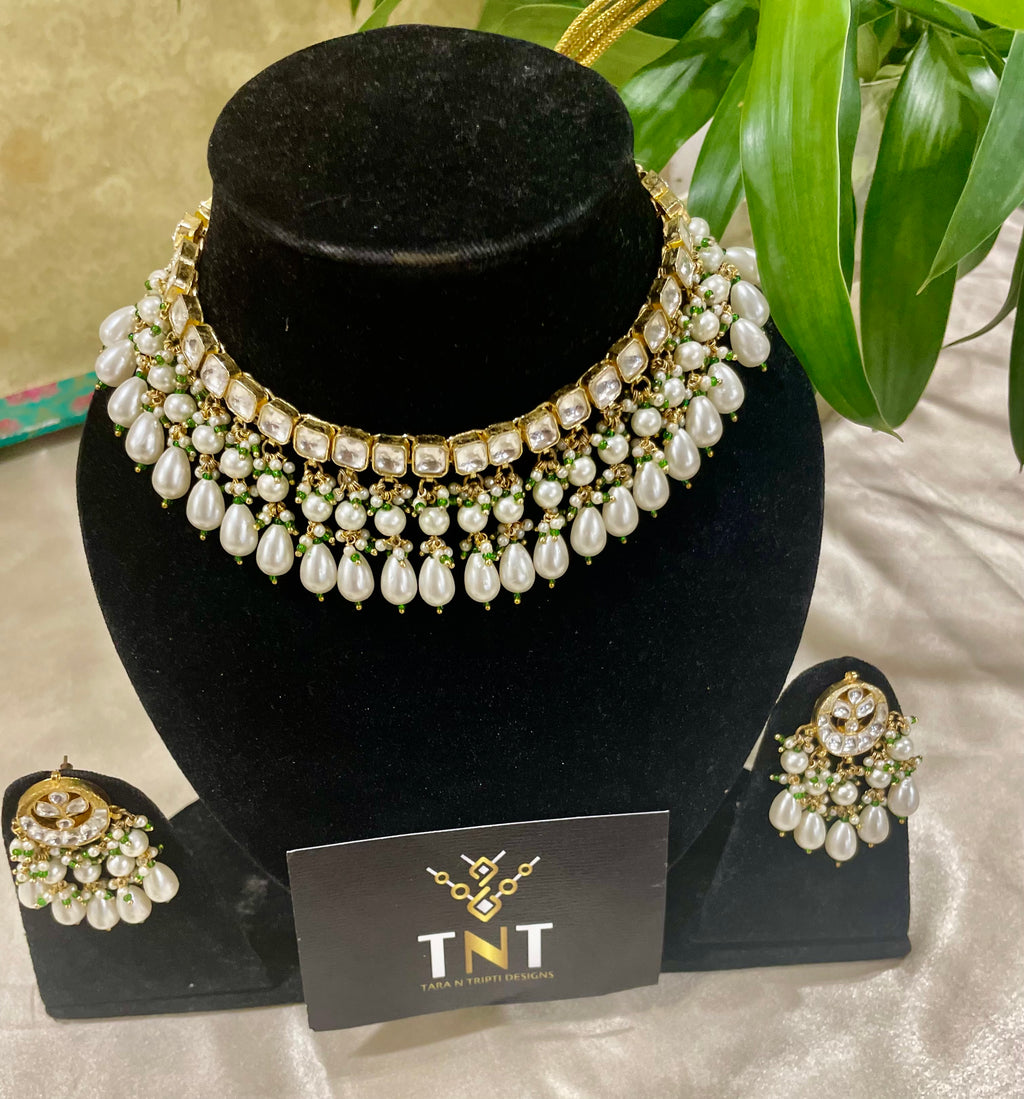 Anjana paachi kundan necklace set
