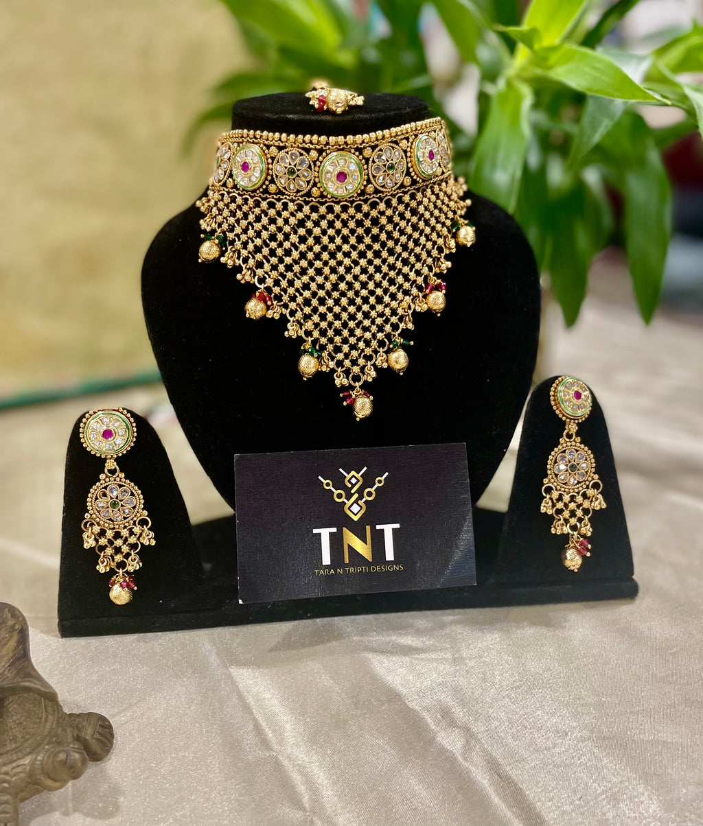 Maryam jali work rajwada necklace