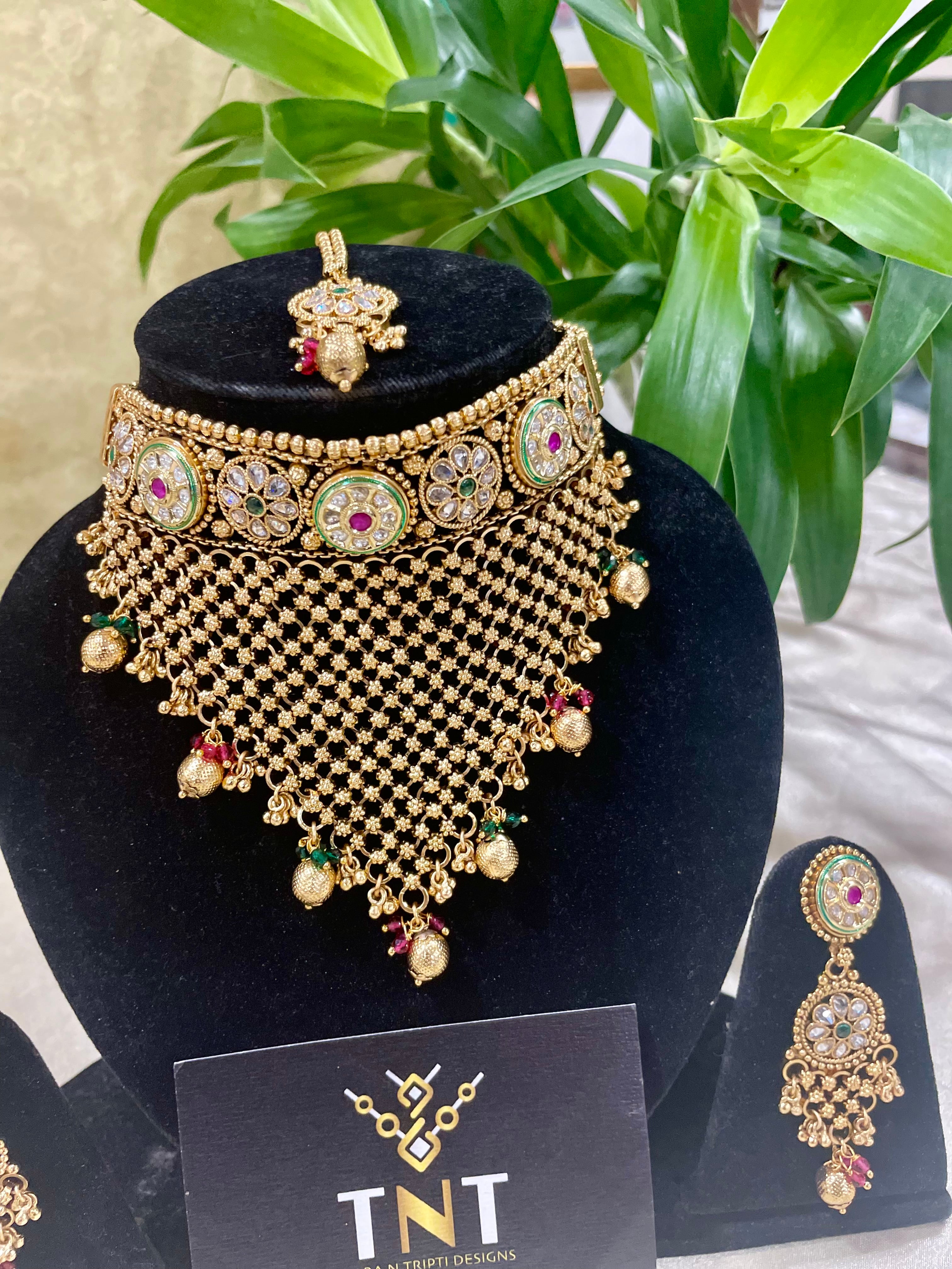 Maryam jali work rajwada necklace