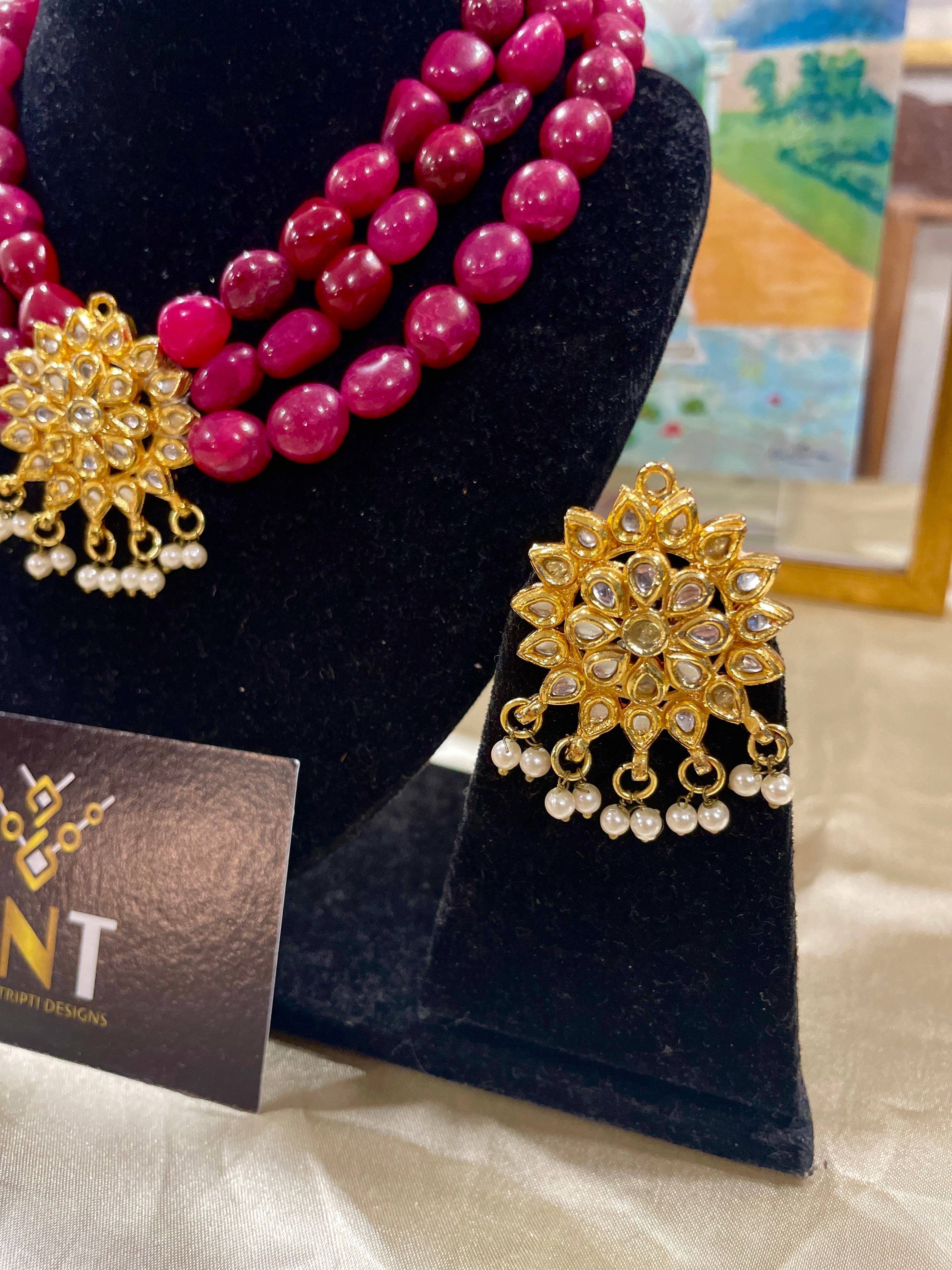 Katha red choker necklace set