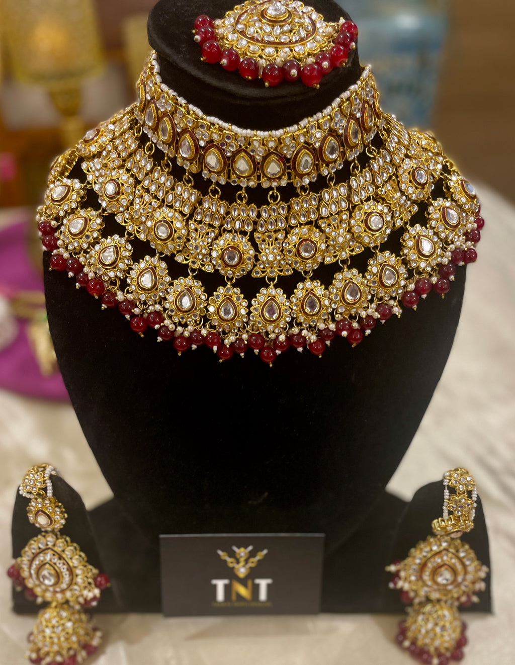 Lalita bridal set with red beads