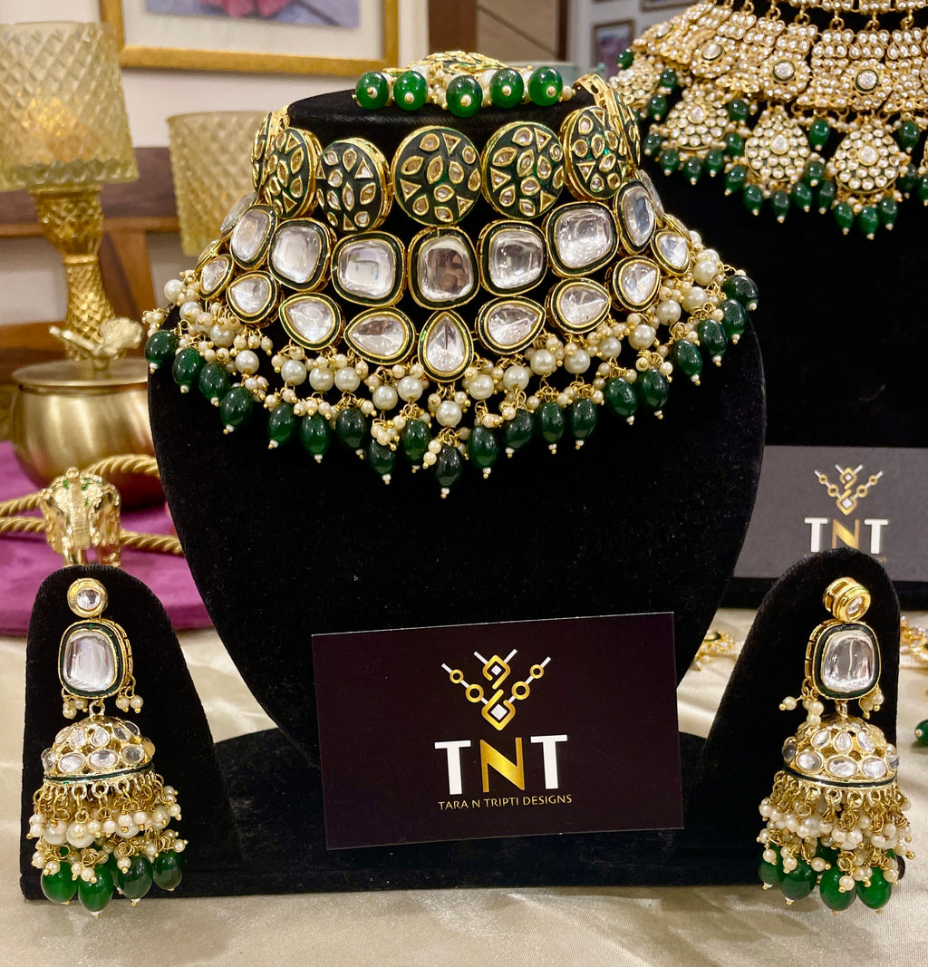 Ravina kundan semi bridal choker necklace set