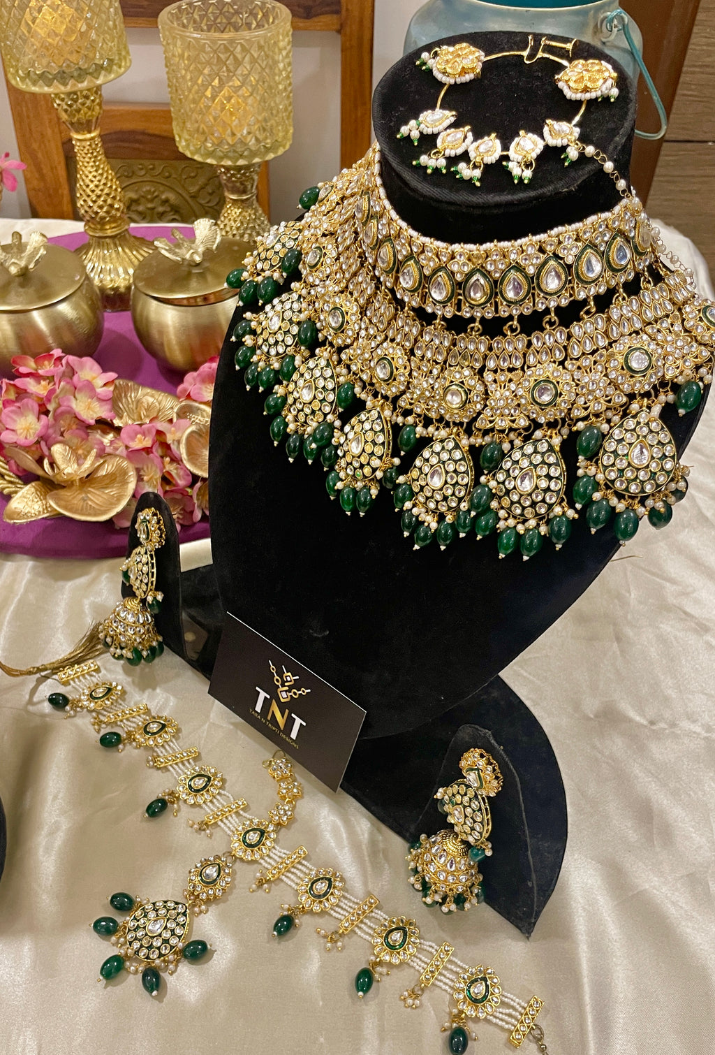 Katyayani bridal necklace set- green