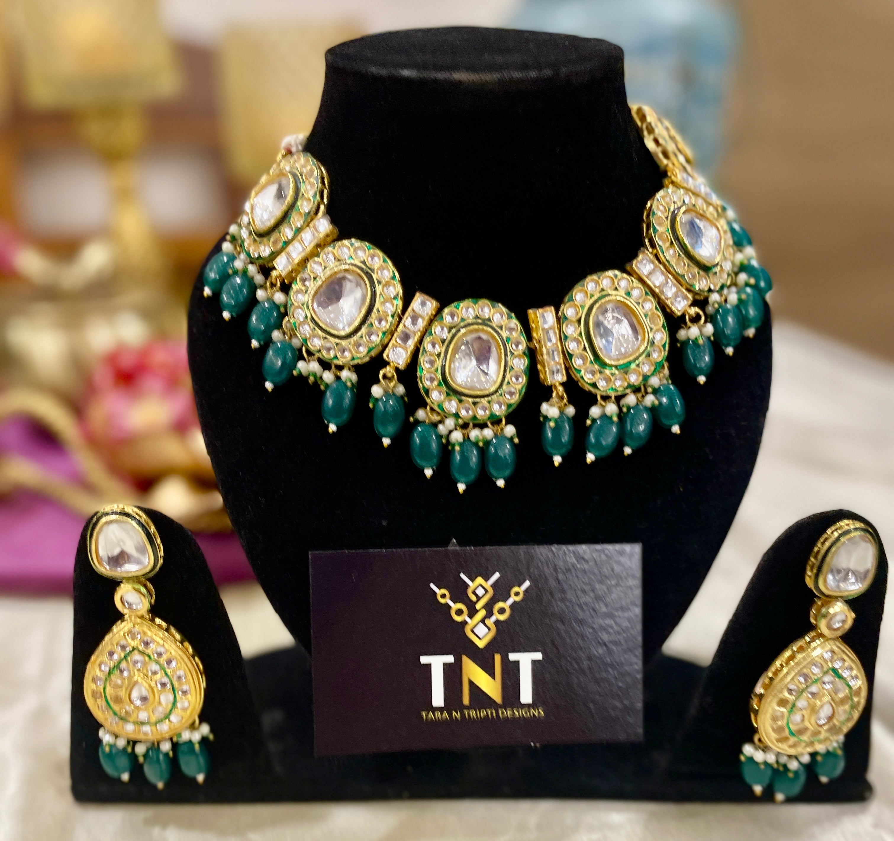 Kushmanda choker necklace set- Green