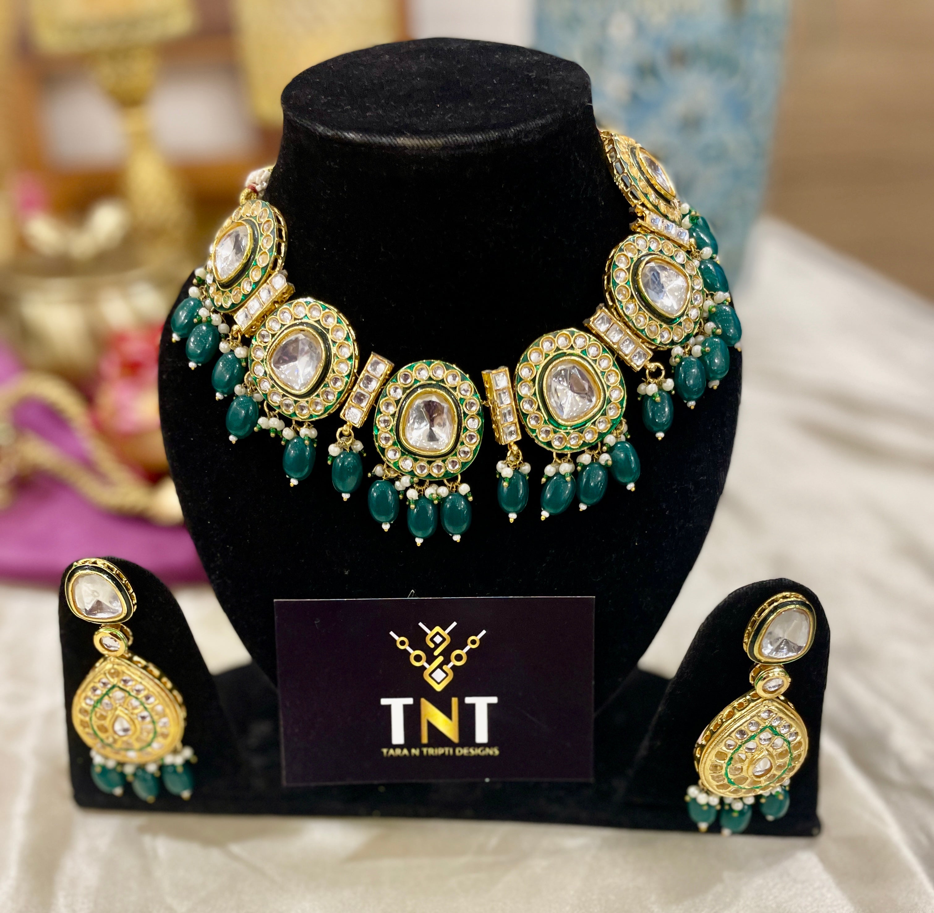 Kushmanda choker necklace set- Green