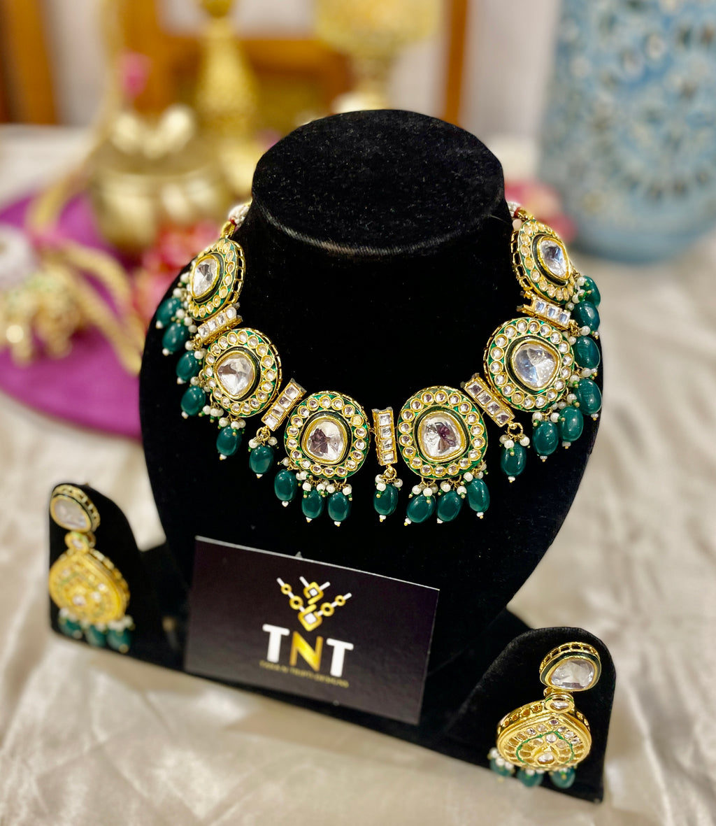 Kushmanda choker necklace set- Green