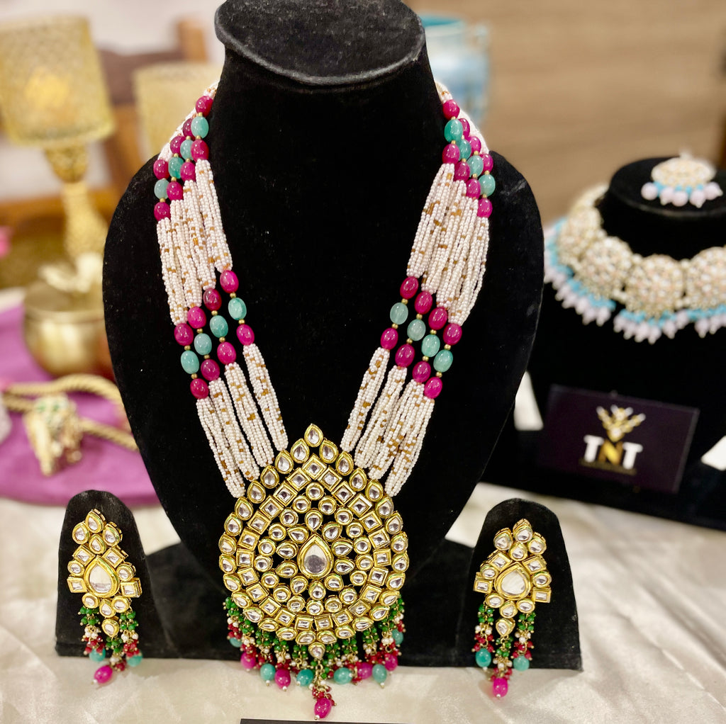 Sheetla long kundan necklace set
