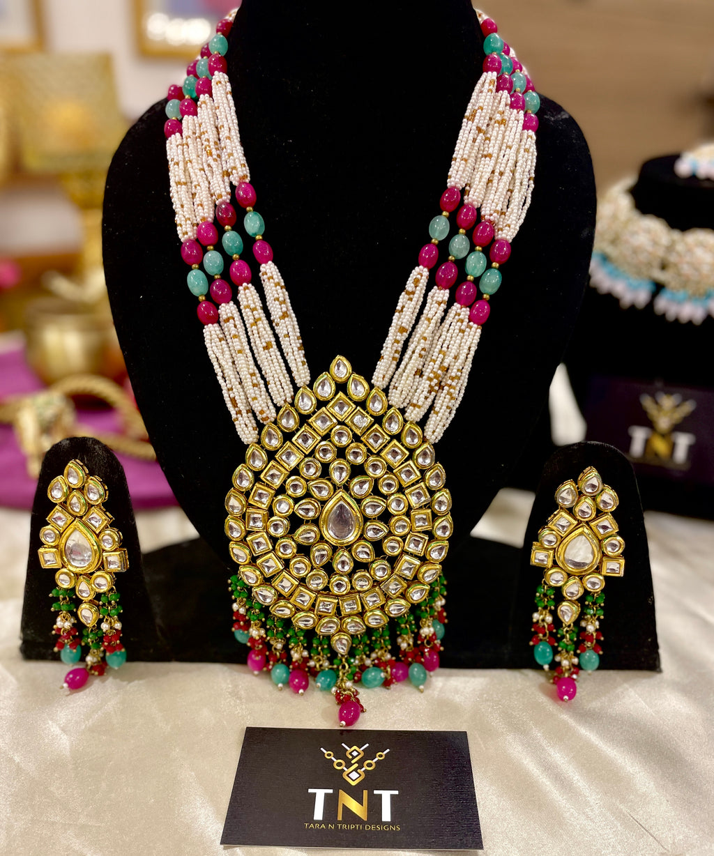 Sheetla long kundan necklace set