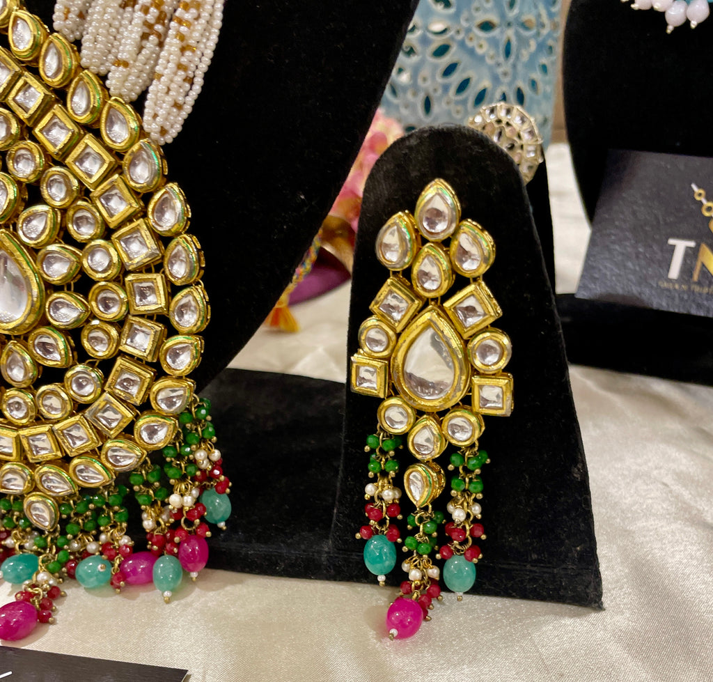 Sheetla long kundan necklace set