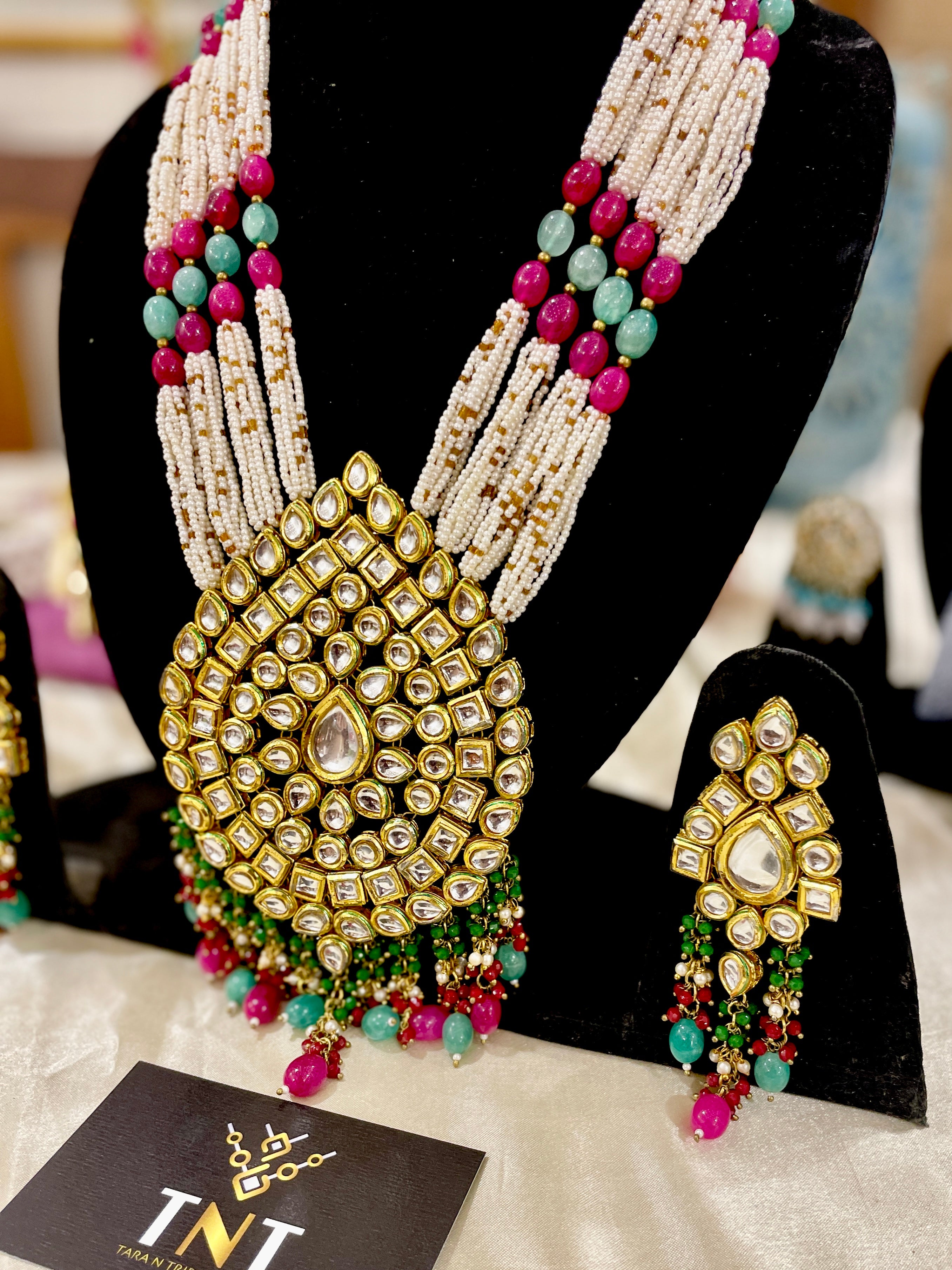 Sheetla long kundan necklace set