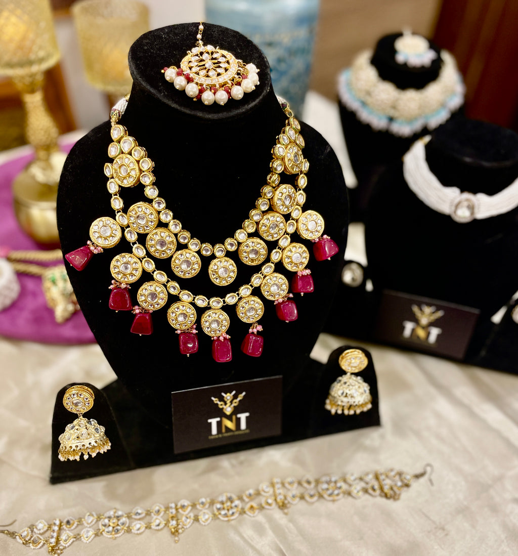 Kalratri bridal necklace set- Maroon