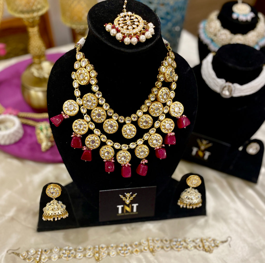 Kalratri bridal necklace set- Maroon