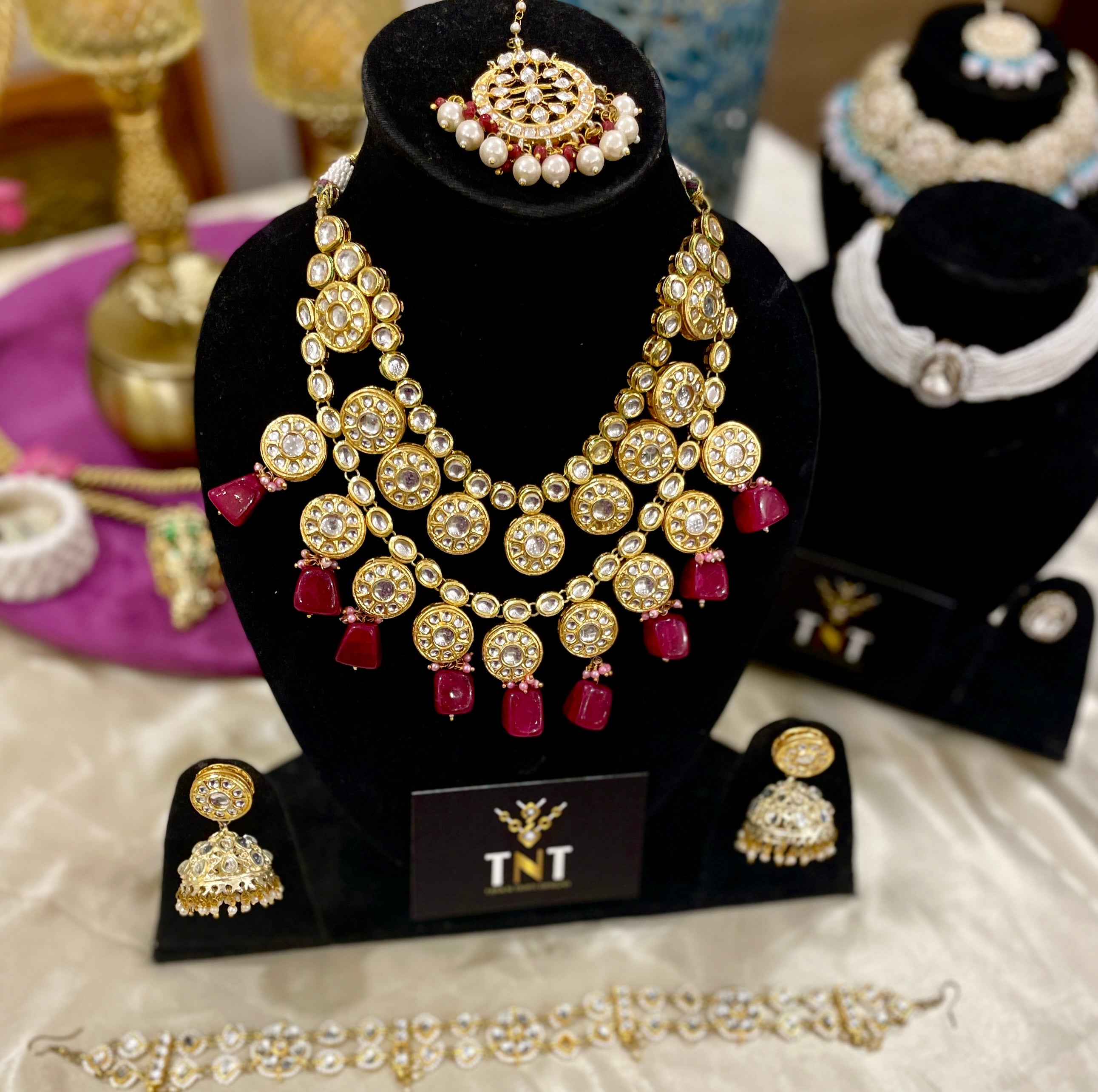 Kalratri bridal necklace set- Maroon