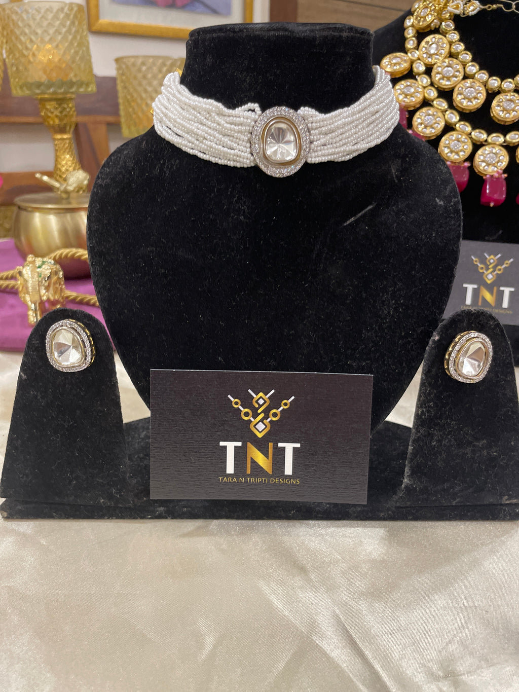 Shree pearl choker set with polki stones