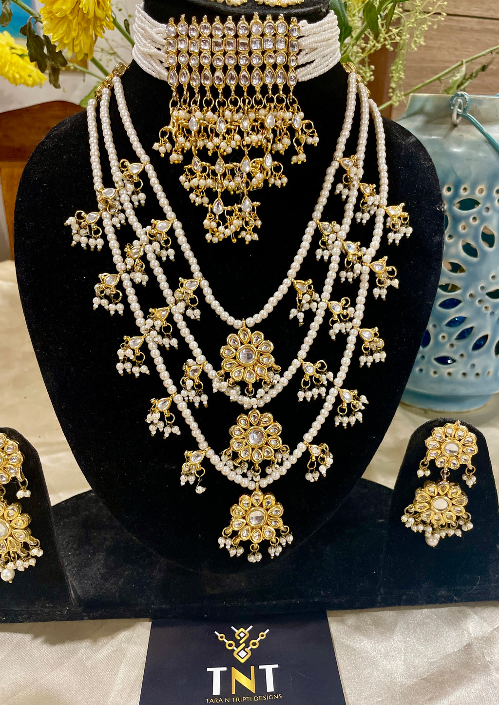 Chinnama kundan and pearl bridal set- 2 necklaces