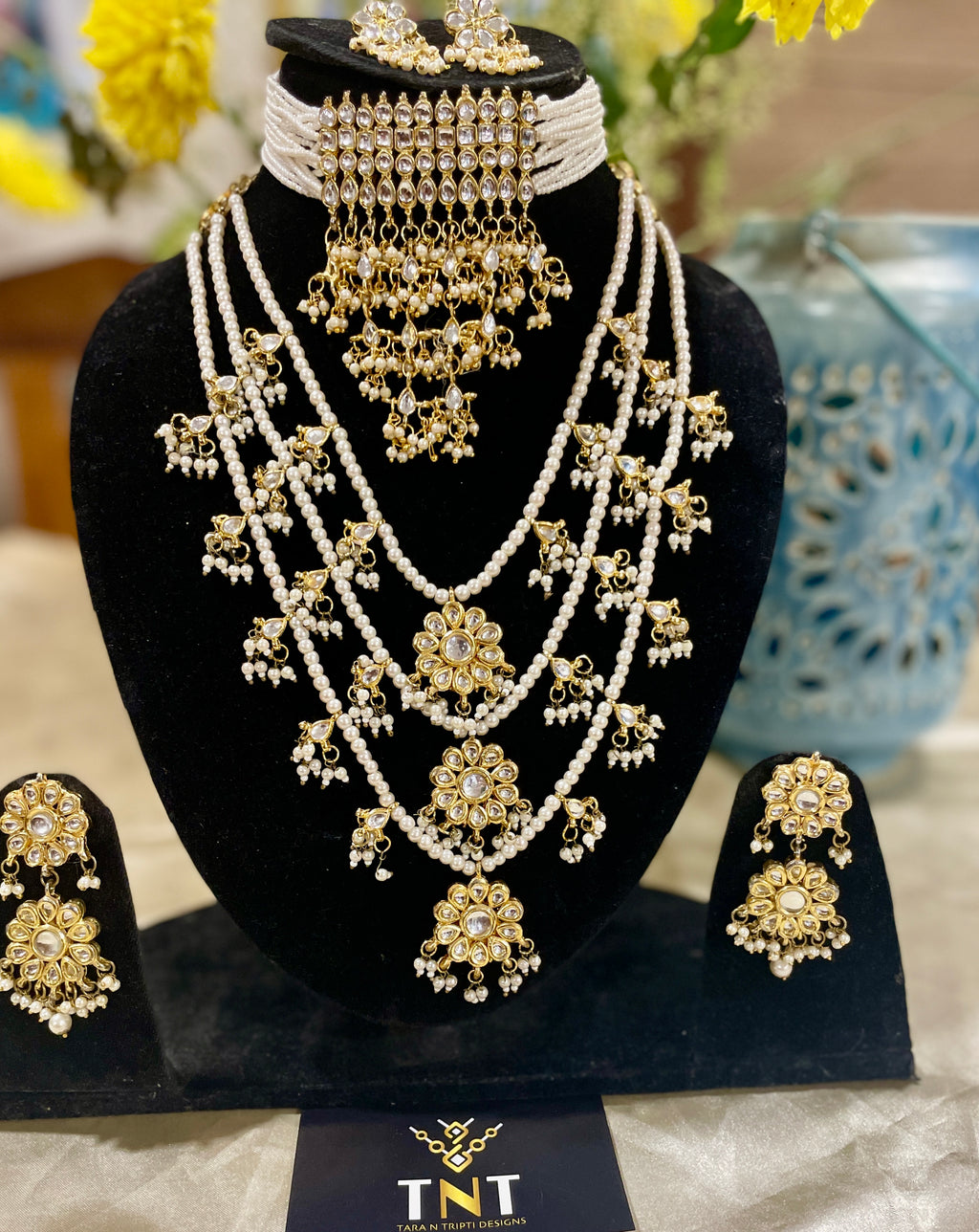 Chinnama kundan and pearl bridal set- 2 necklaces