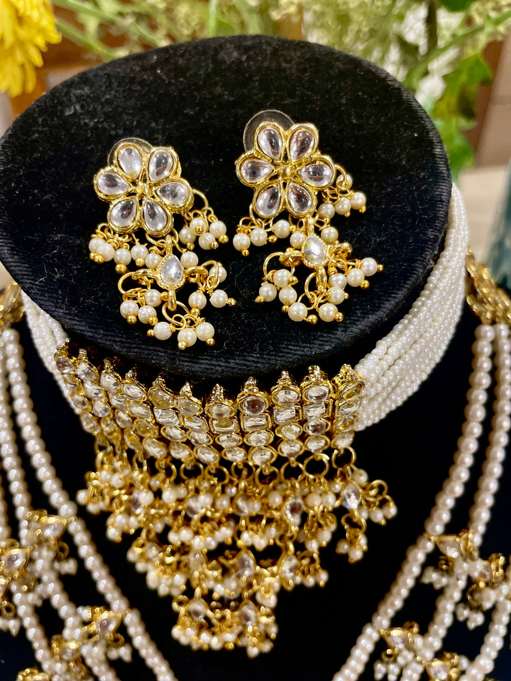 Chinnama kundan and pearl bridal set- 2 necklaces