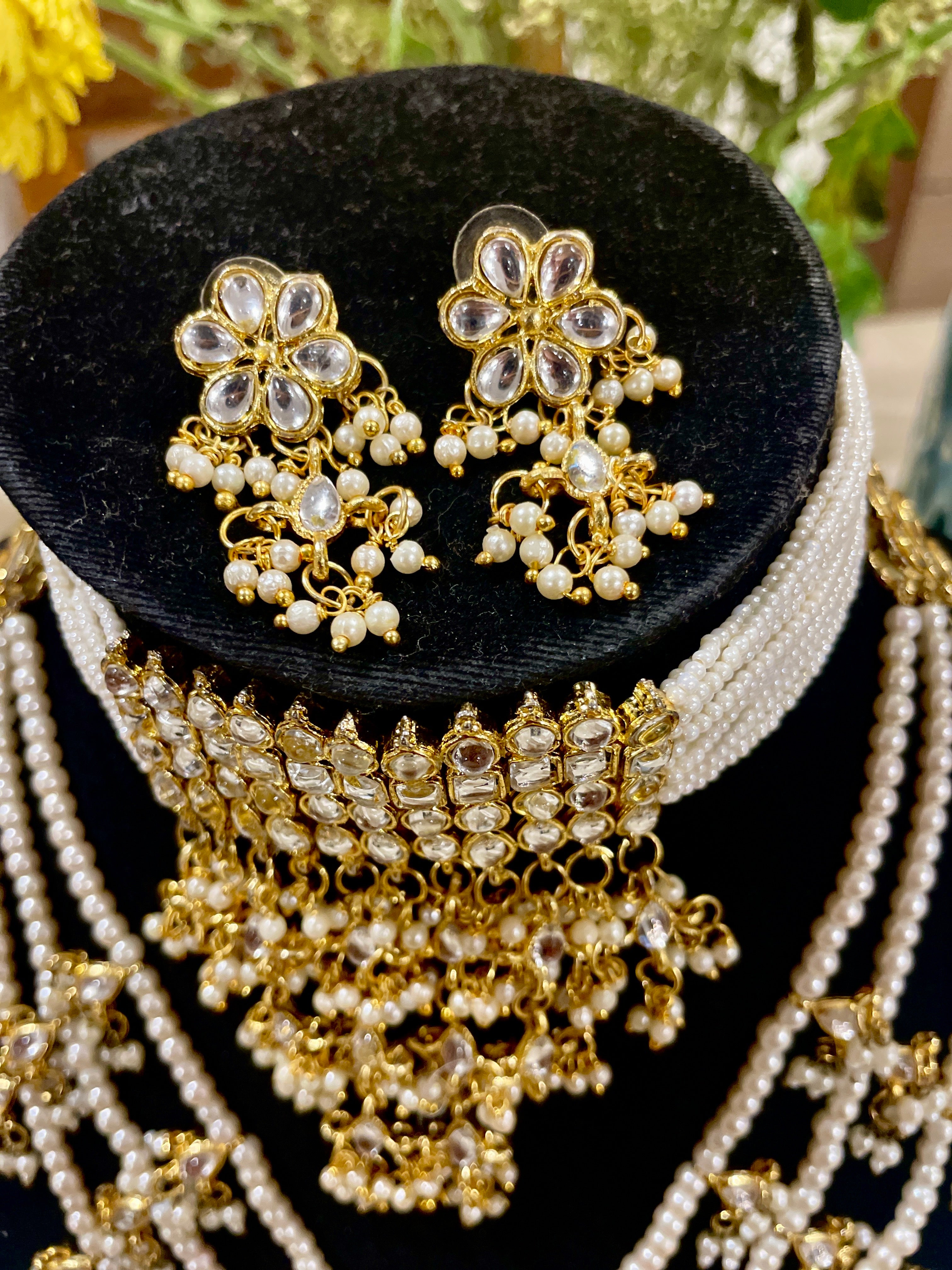 Chinnama kundan and pearl bridal set- 2 necklaces
