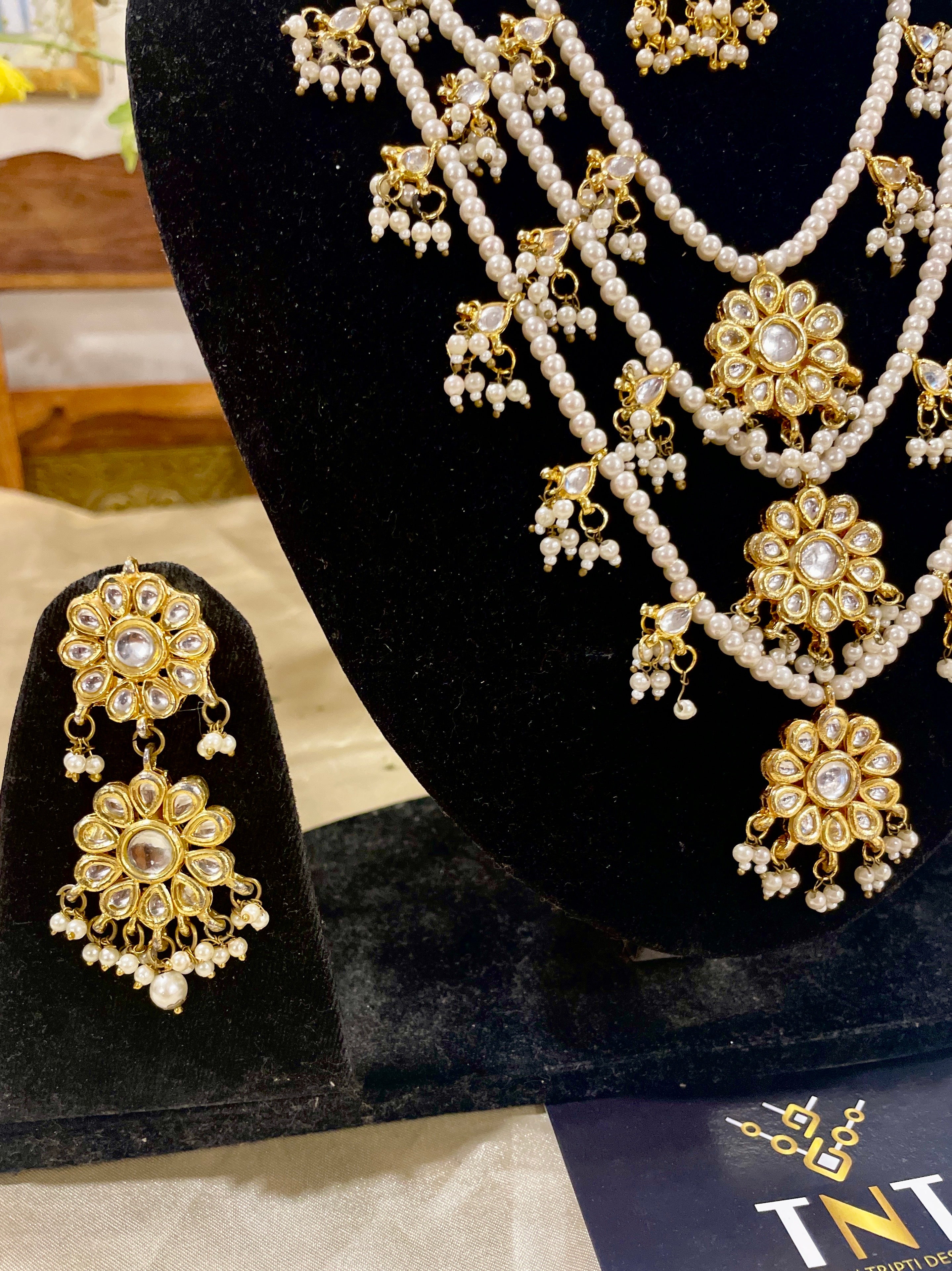 Chinnama kundan and pearl bridal set- 2 necklaces