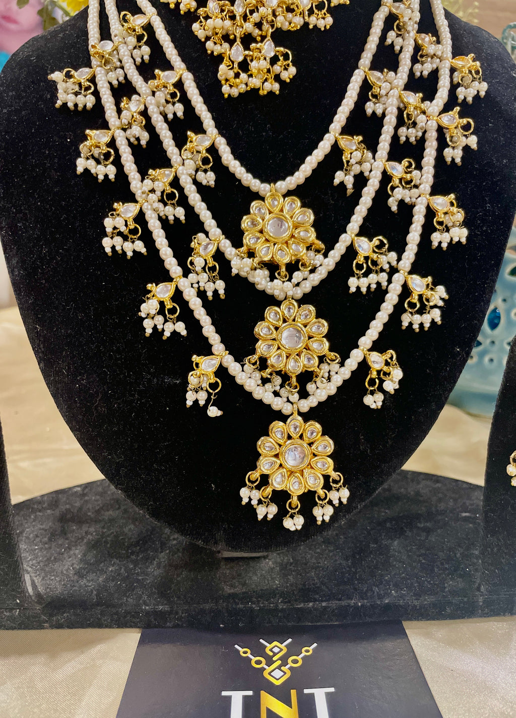 Chinnama kundan and pearl bridal set- 2 necklaces