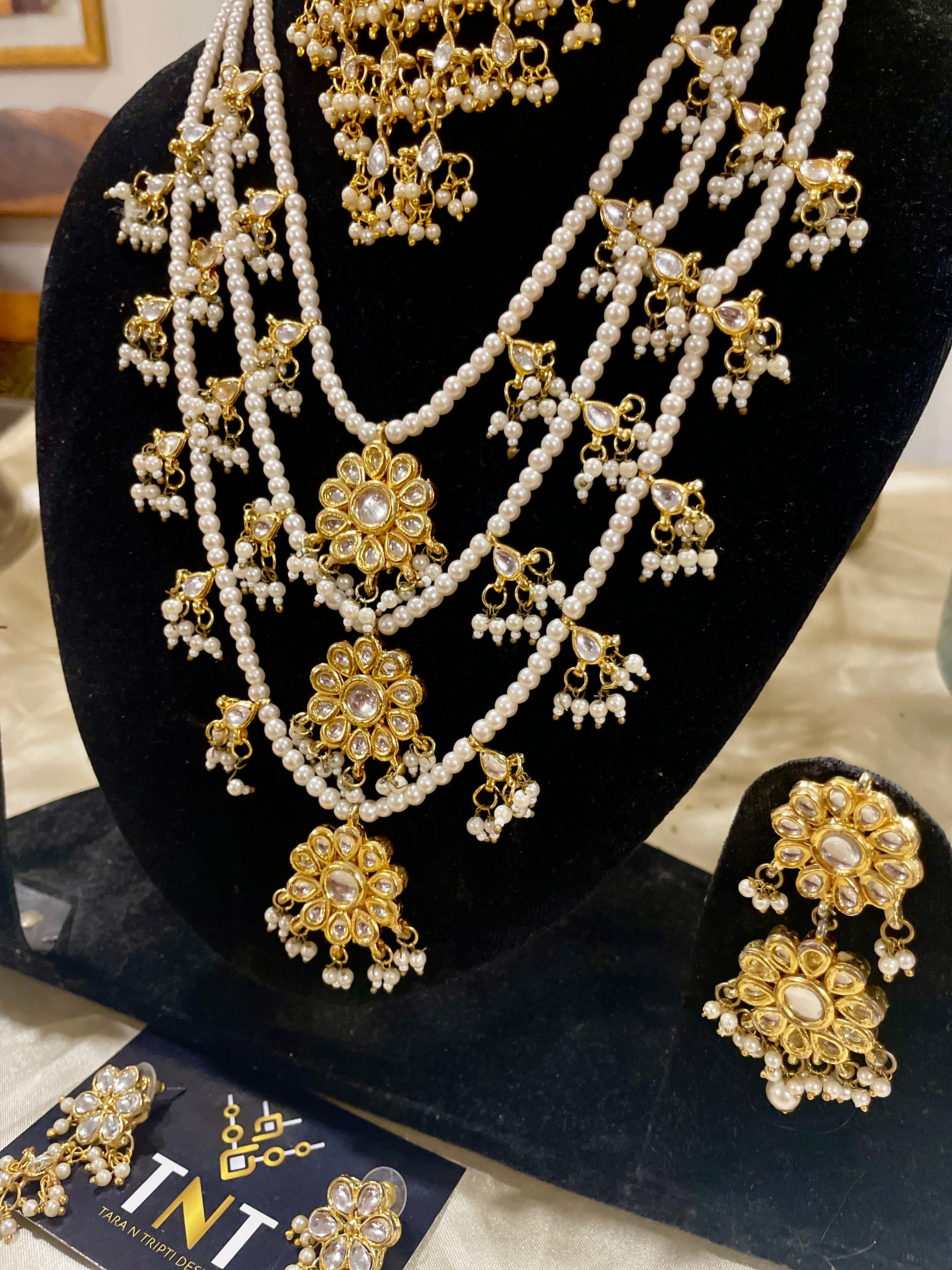 Chinnama kundan and pearl bridal set- 2 necklaces