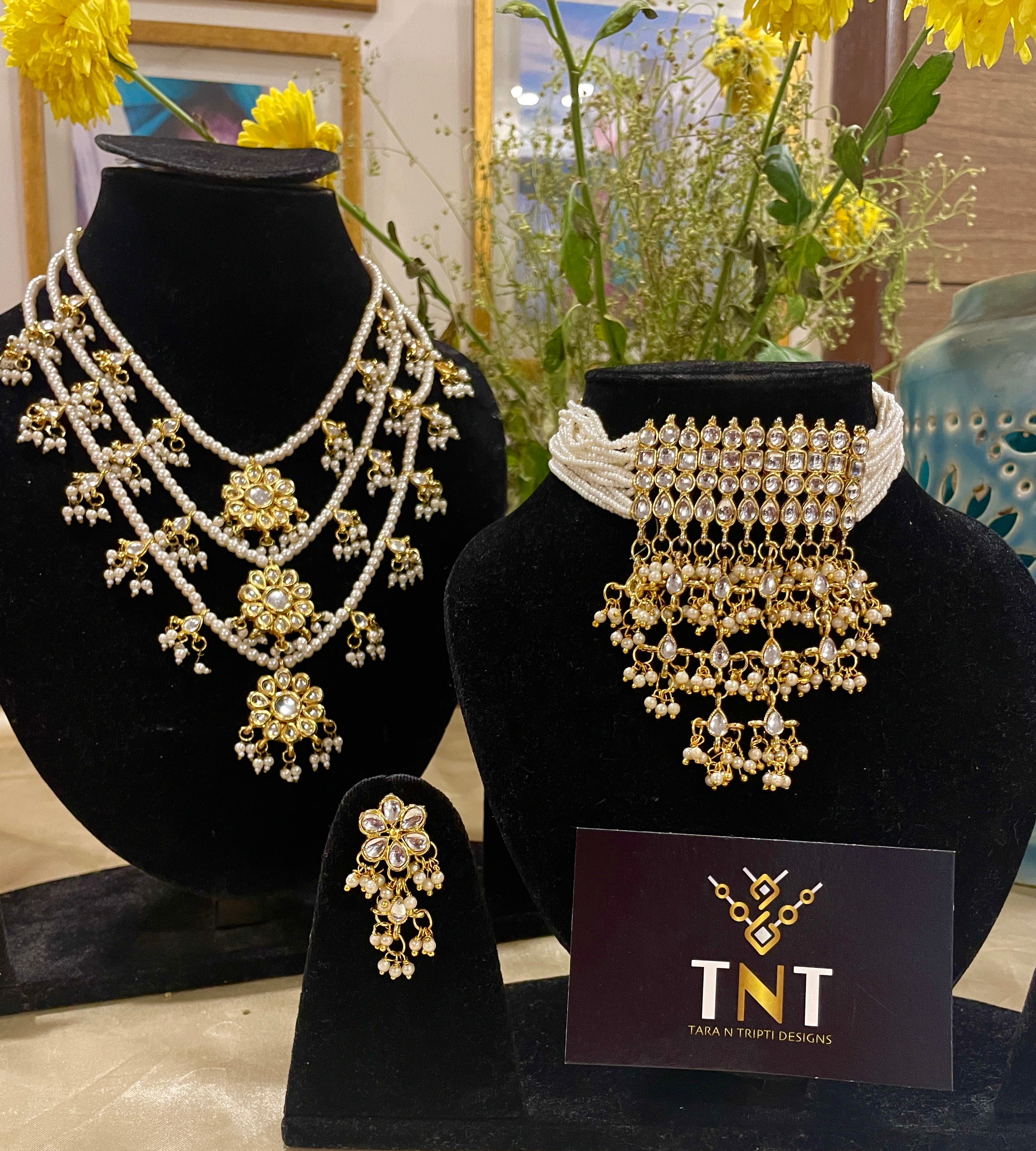 Chinnama kundan and pearl bridal set- 2 necklaces