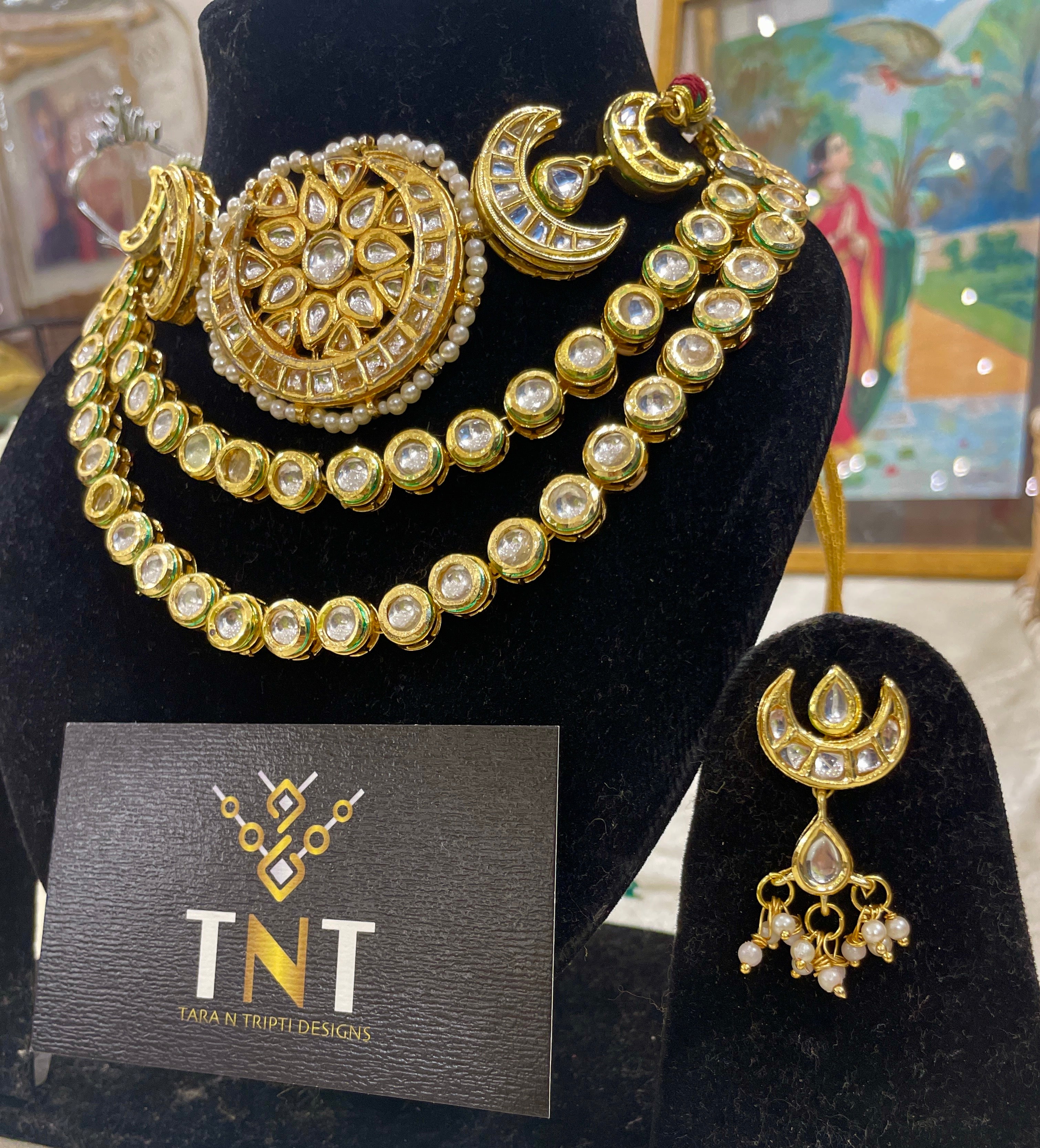 Akshara kundan choker necklace - set of 2 necklaces