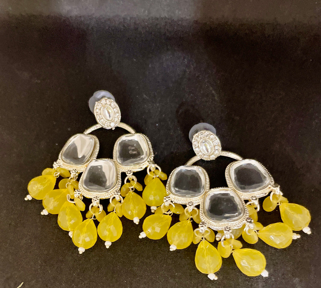 Meher chandbali earrings with beads and mossanite stones