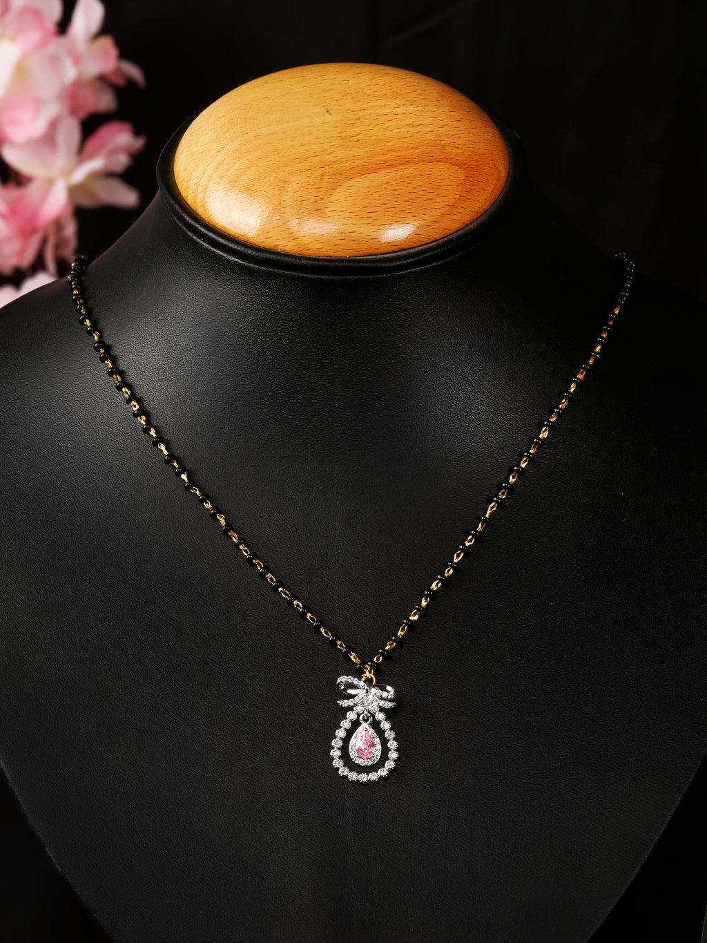 AD Mangalsutra necklace for Women, Pink Sapphire necklace