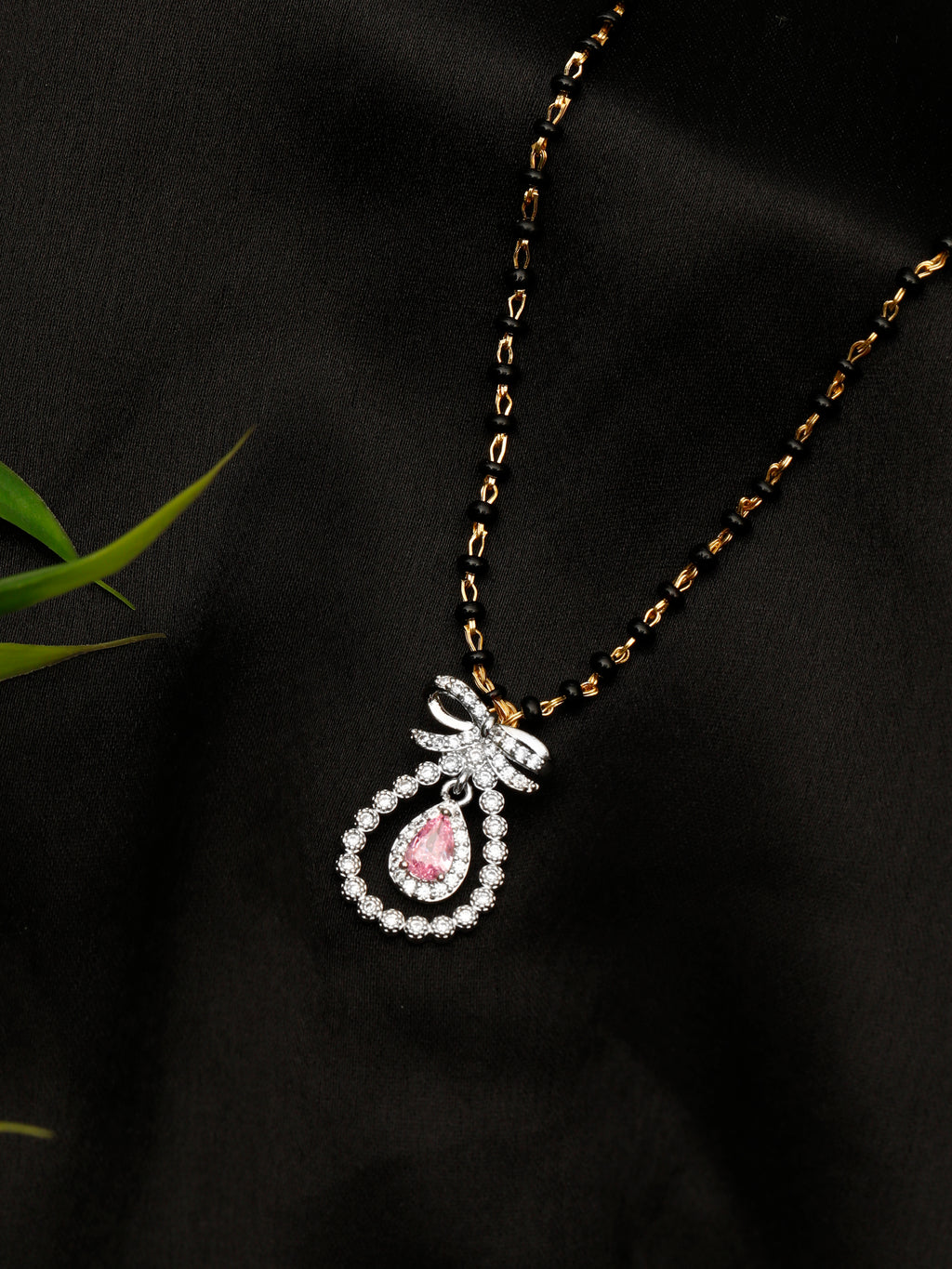 AD Mangalsutra necklace for Women, Pink Sapphire necklace