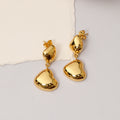 Dual heart earrings for women - anti tarnish earrings