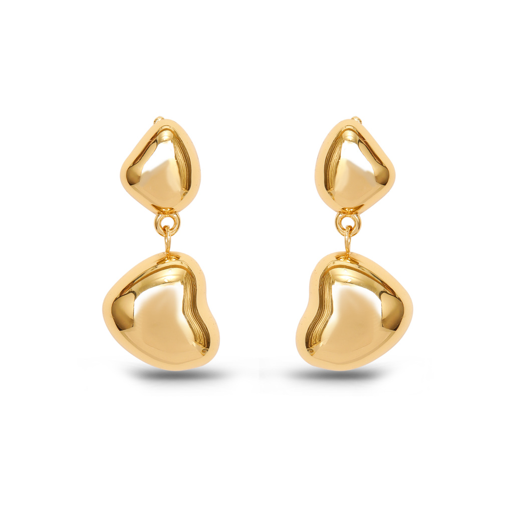 Dual heart earrings for women - anti tarnish earrings