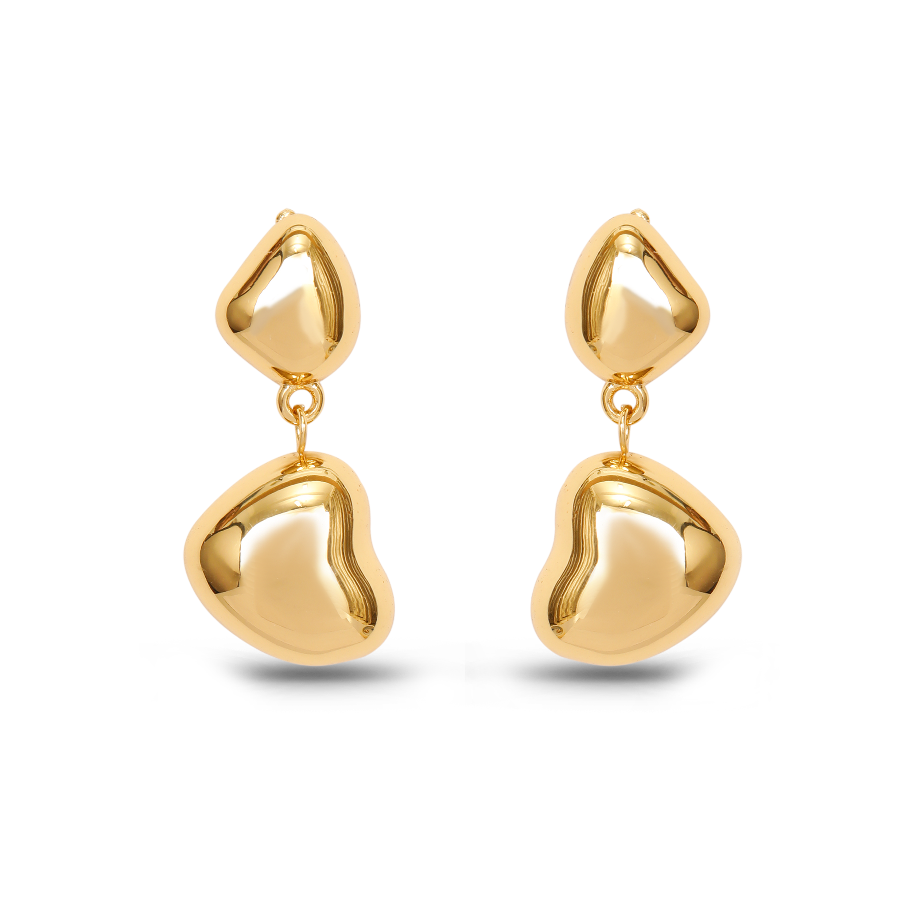 Dual heart earrings for women - anti tarnish earrings