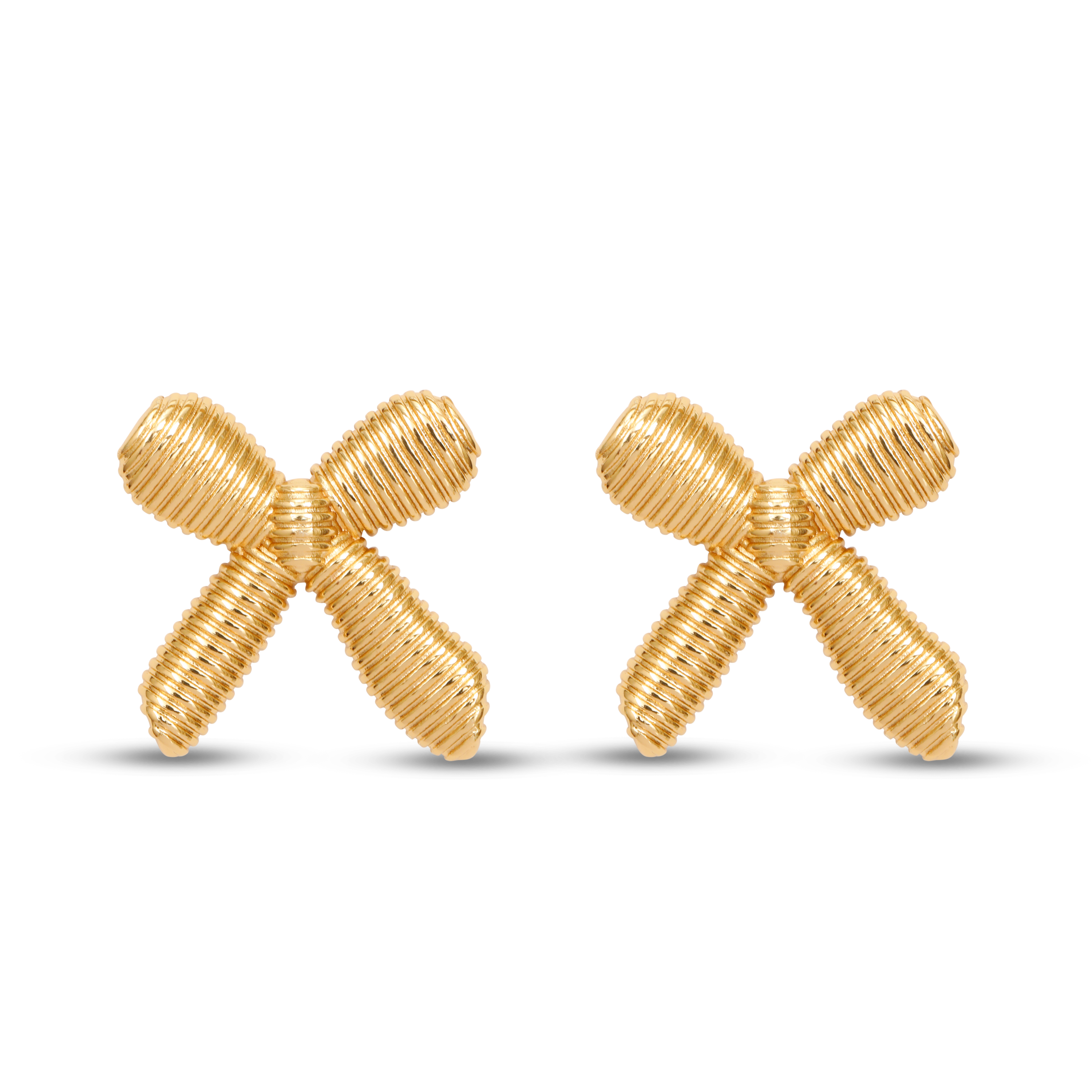 Anti tarnish bow stud earrings