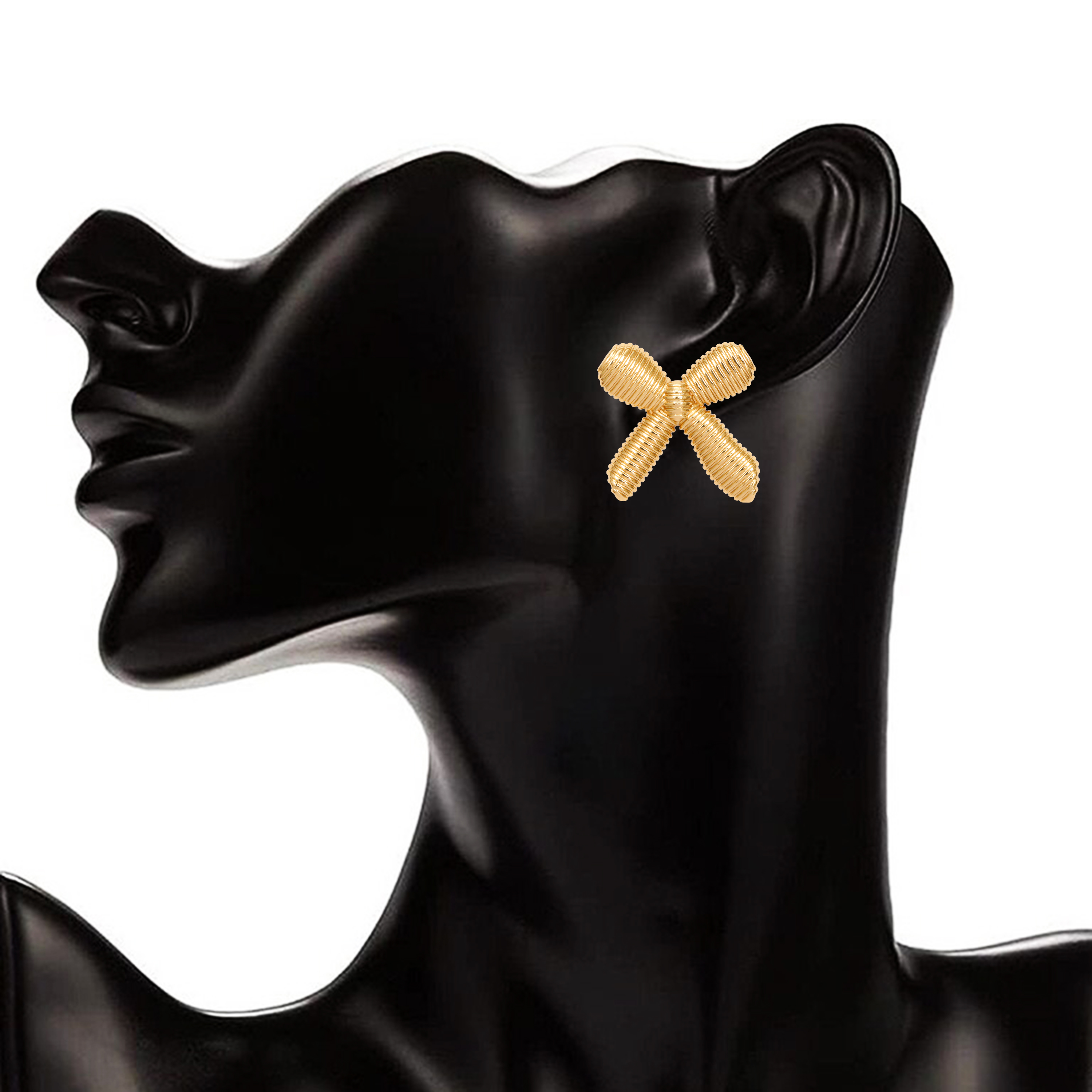 Anti tarnish bow stud earrings